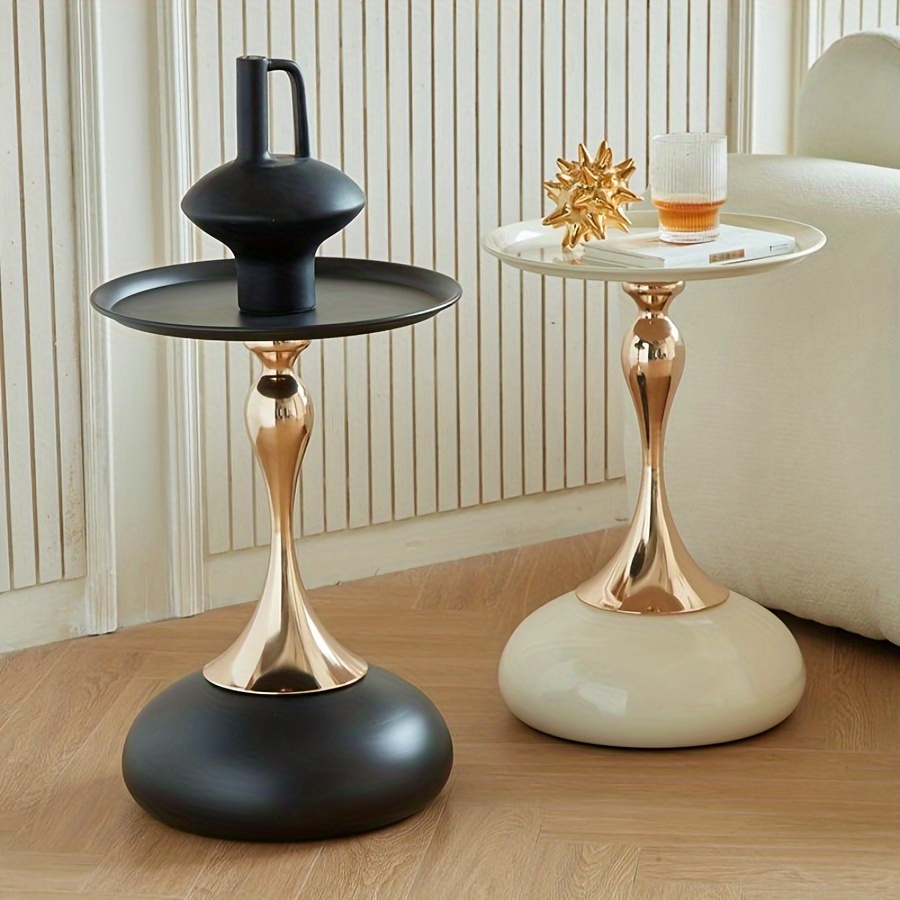 A Stylish Round Side Table with a Slim Waist Design, Minimalist Metal Side Table, Modern Round End Table for Living Room & Bedroom, Sleek Pedestal Tray Table for Coffee & Decor, Style 14 A Stylish Round Side Table with a Slim Waist Design, Minimalist Metal Side Table, Modern Round End Table for Living Room & Bedroom, Sleek Pedestal Tray Table for Coffee & Decor, Style