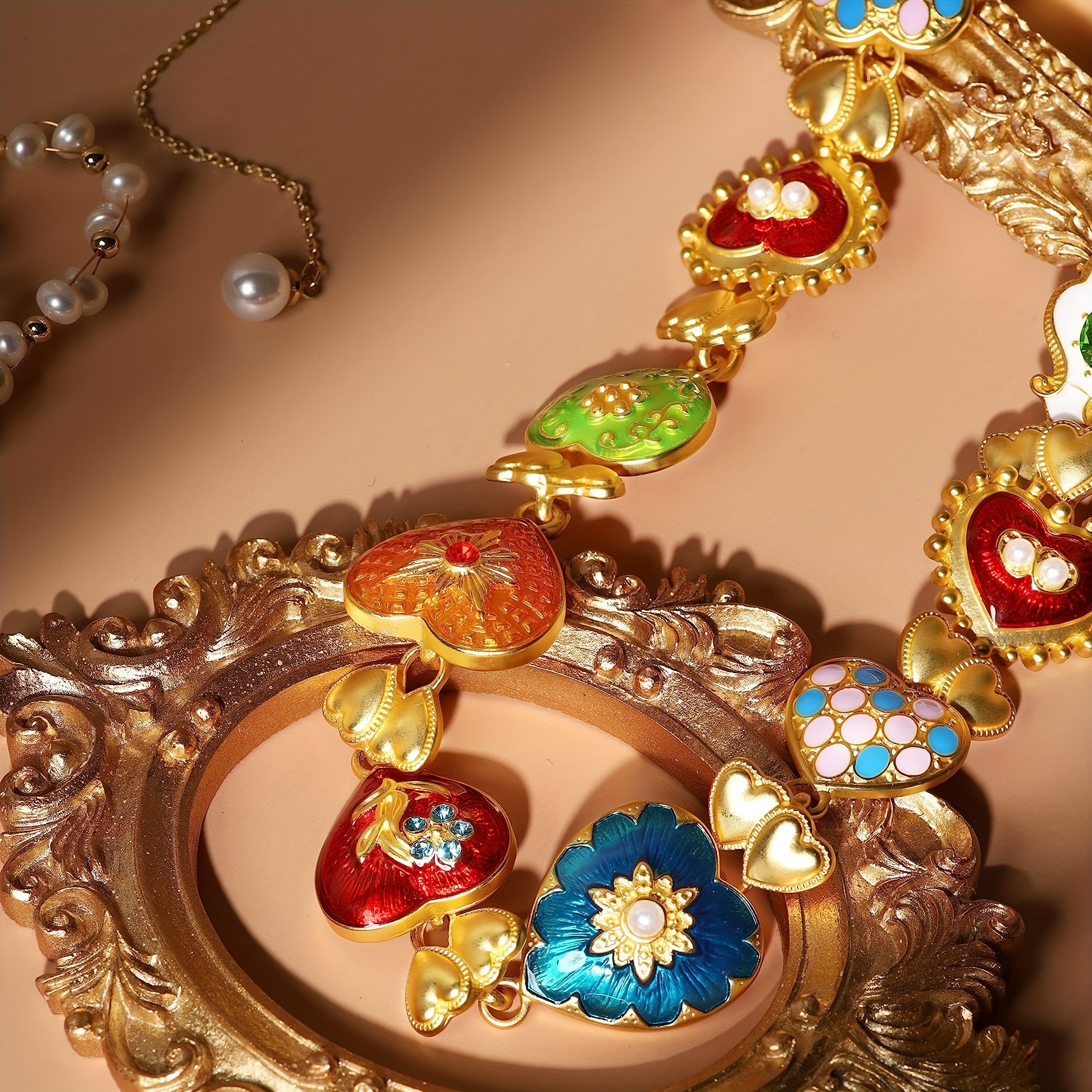 Colorful Byzantine Medieval Renaissance Gol Plated Chunky Costume  Statement Heart Pendant Choker Necklace Cool Jewelry Necklaces Coolest  Gifts fo