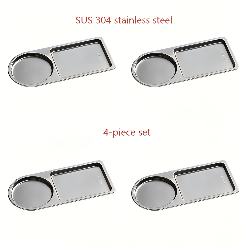 TEMU 4pcs Dessert Set, Sus 304 Stainless Steel, Coffee Tray, Cake Tray, Breakfast Tray, Afternoon Tea Tray, Kitchen And Dining Utensils Set, Sturdy