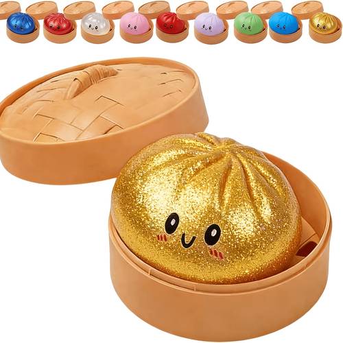 Artikelbild 12 stück (4 bun squishies und 4 deckel und 4 bodenbasen), 2026 neue macaron farbe realistische bun squeeze spielzeuge, kinder party gastgeschenk set, geschenke für geburtstags- und eventpartys, zufällige farben