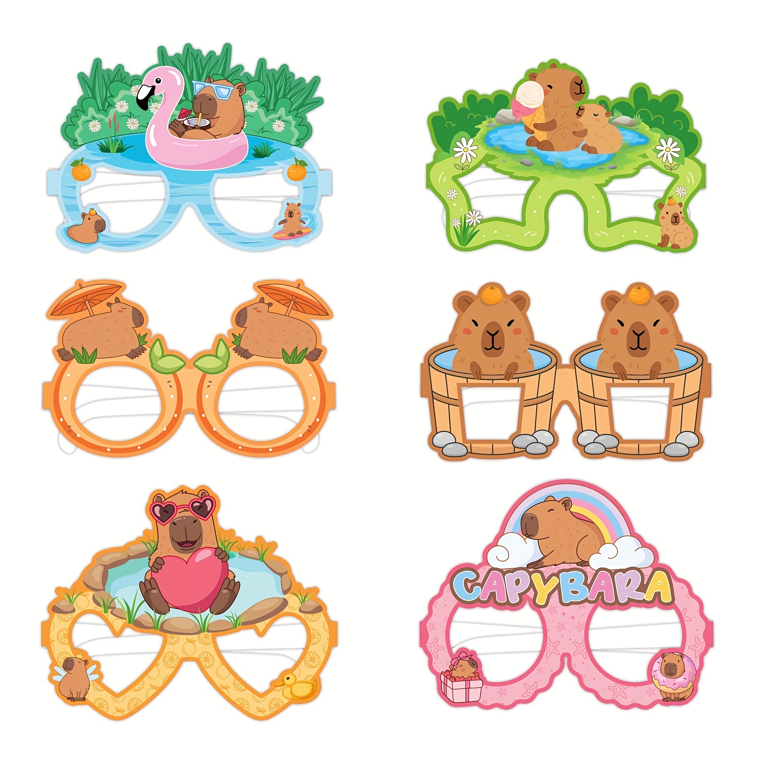 Image of 12pcs Capybara Party Favors Glasses, Capybara Dress Up Masks Photo Booth Prop Cosplay Birthday Gift Supplies