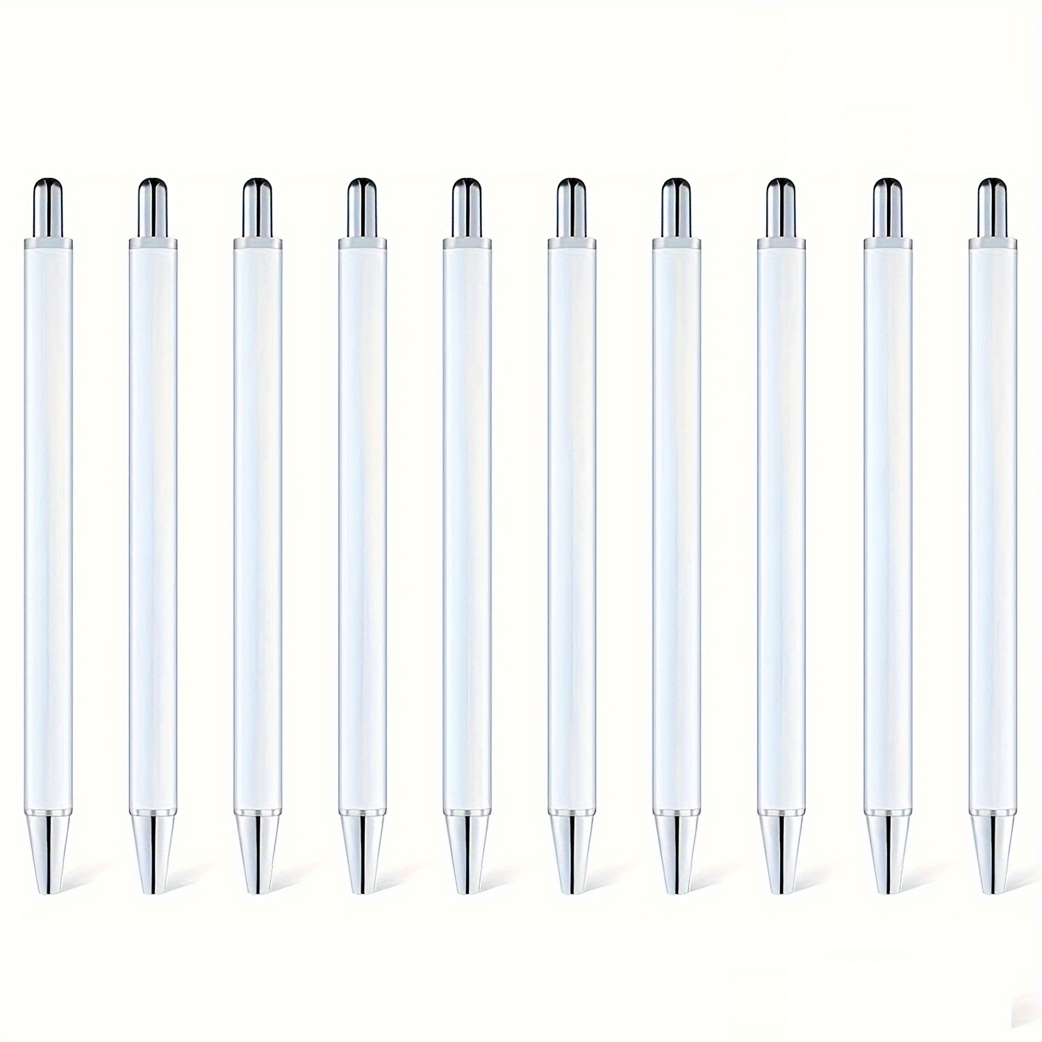 

10pcs Retractable Ballpoint Pens, Medium Point, Metal Body, Twist Closure, Rotatable For Sublimation Printing, Ideal For Drawing, Writing, Diy, Office & School Supplies