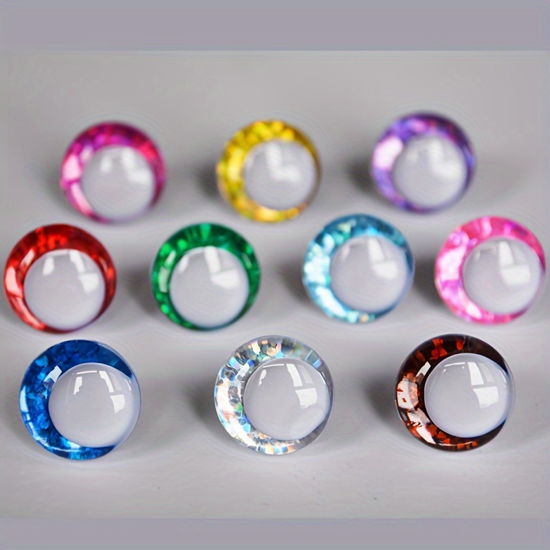 

20pcs Mixed Color 3d Flash Safety Eyes With White , 12-30mm Round Plastic Eyeballs With Gasket For