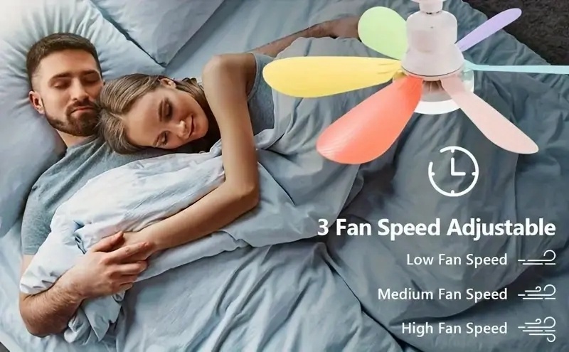 Ventilador de Techo con Luz y Control Remoto, Iluminación LED con Ventilador, 3 Velocidades de Flujo de Aire Silencioso y 3 Temperaturas de Color (3000K-4500K-6500K), Instalación Sin Herramientas + Temporizador, Ventilador de 6 Aspas E26/E27, Ideal para Dormitorio, Sala, Cocina, Garaje, Tiendas y