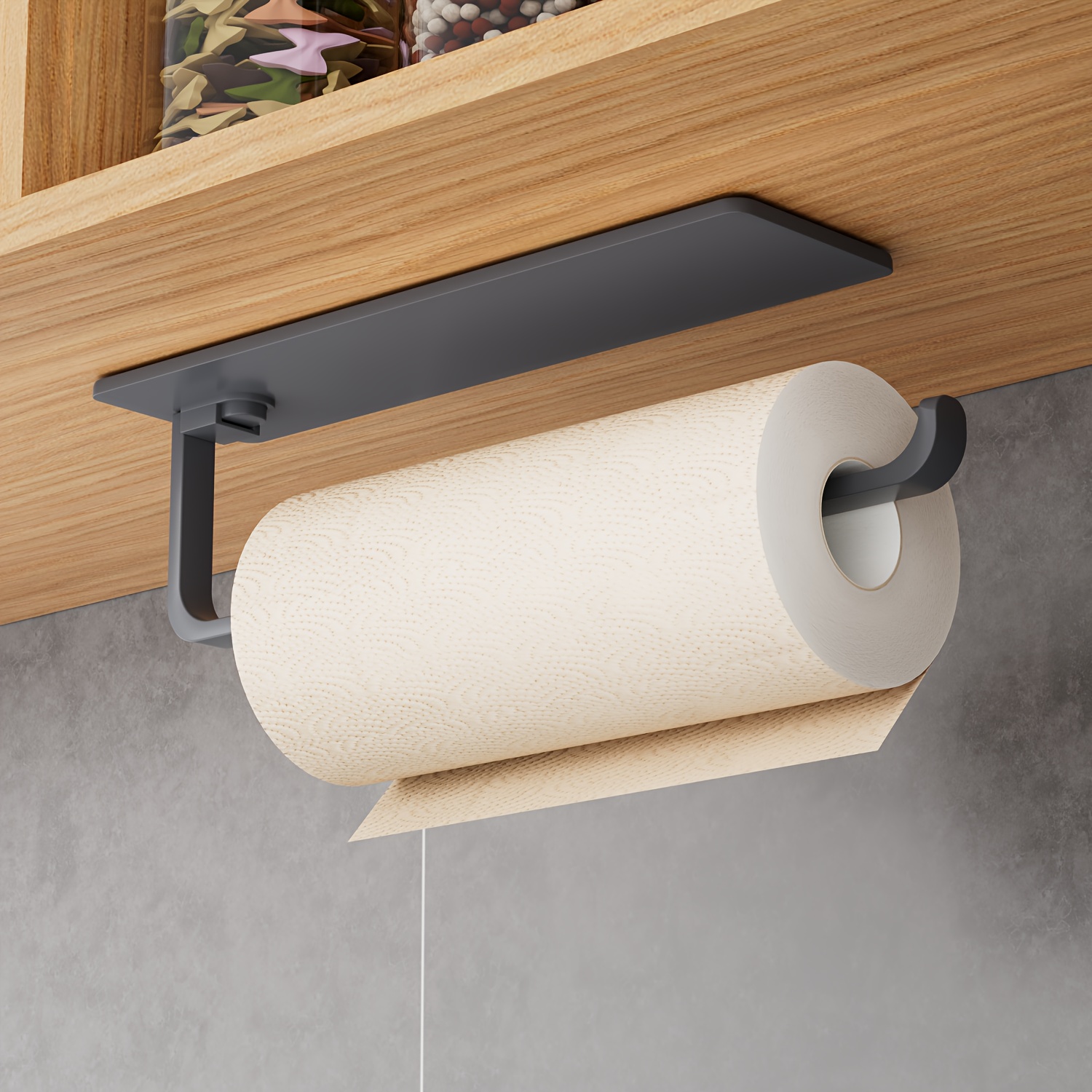 imagen del artículo   soporte moderno para rollo de papel de cocina - dispensador de papel de cocina colgante debajo del gabinete, diseño que    , material plástico  , accesorio de baño,   para uso comercial y residencial, un   para apartamentos pequeños