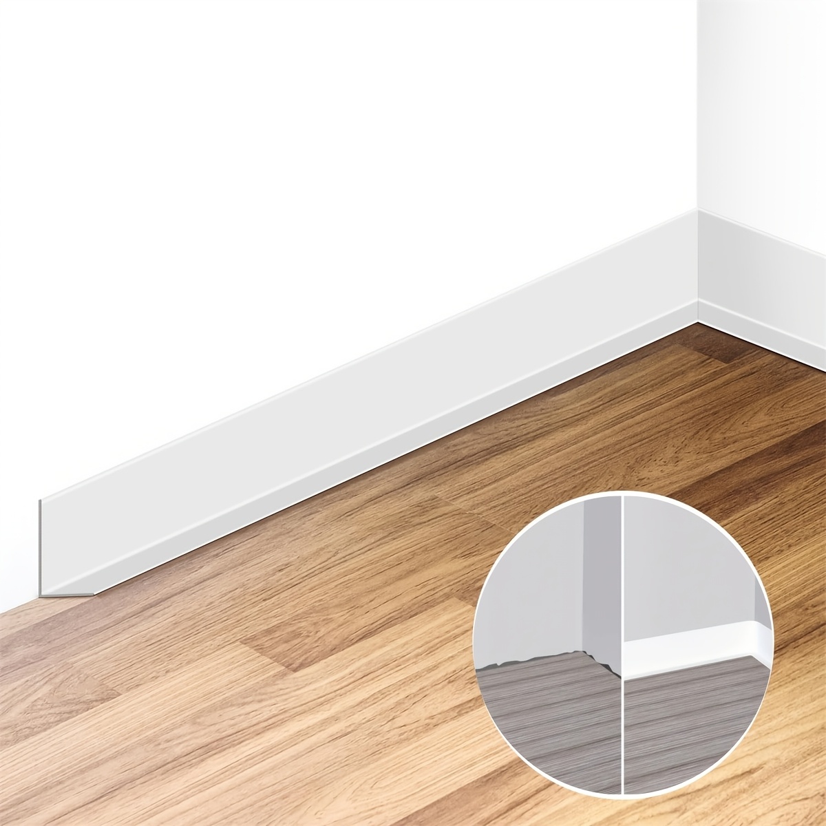 E-shop Selbstklebende PVC-Sockelleiste, 8cm x 2m - Einfache Montage, Flexibles Formteil mit Dekorativem Eckenschutz, für Hausrenovierung &