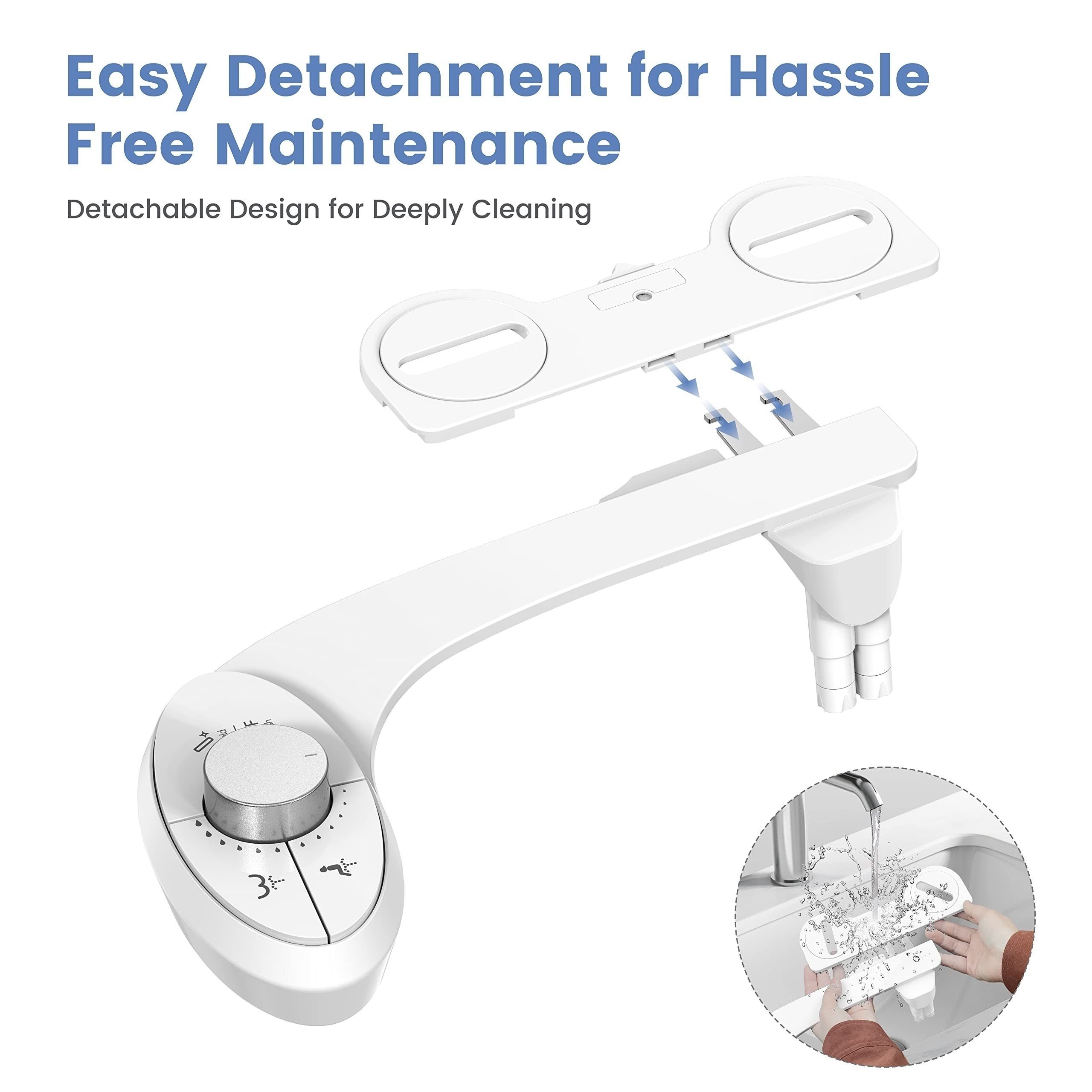 

Bidet Toilet Attachment - Dual Nozzle Self-cleaning, Water Spray, Non-electric Mechanical, Rear & Female Washing Sanitizing, , Water , Construction, Hygienic Cleaning Experience