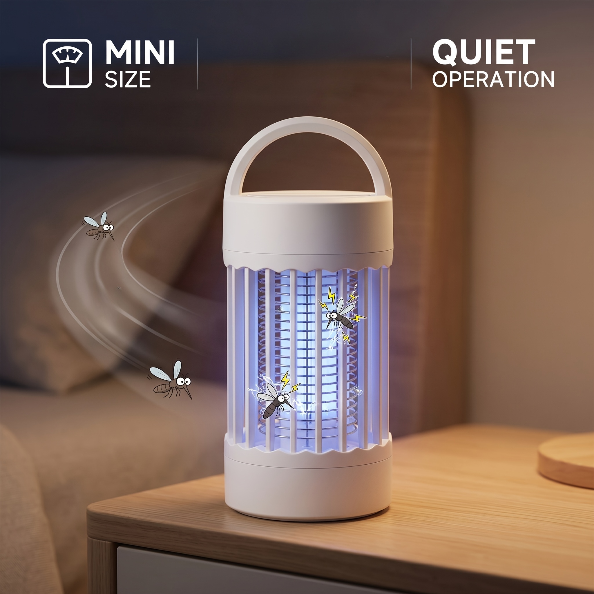 Plug-In White Mini Mosquito Killer Lamp, Silent Mosquito Repellent, Suitable for Home Bedroom Nightstand, Small Plug-In Mosquito Killer Lamp