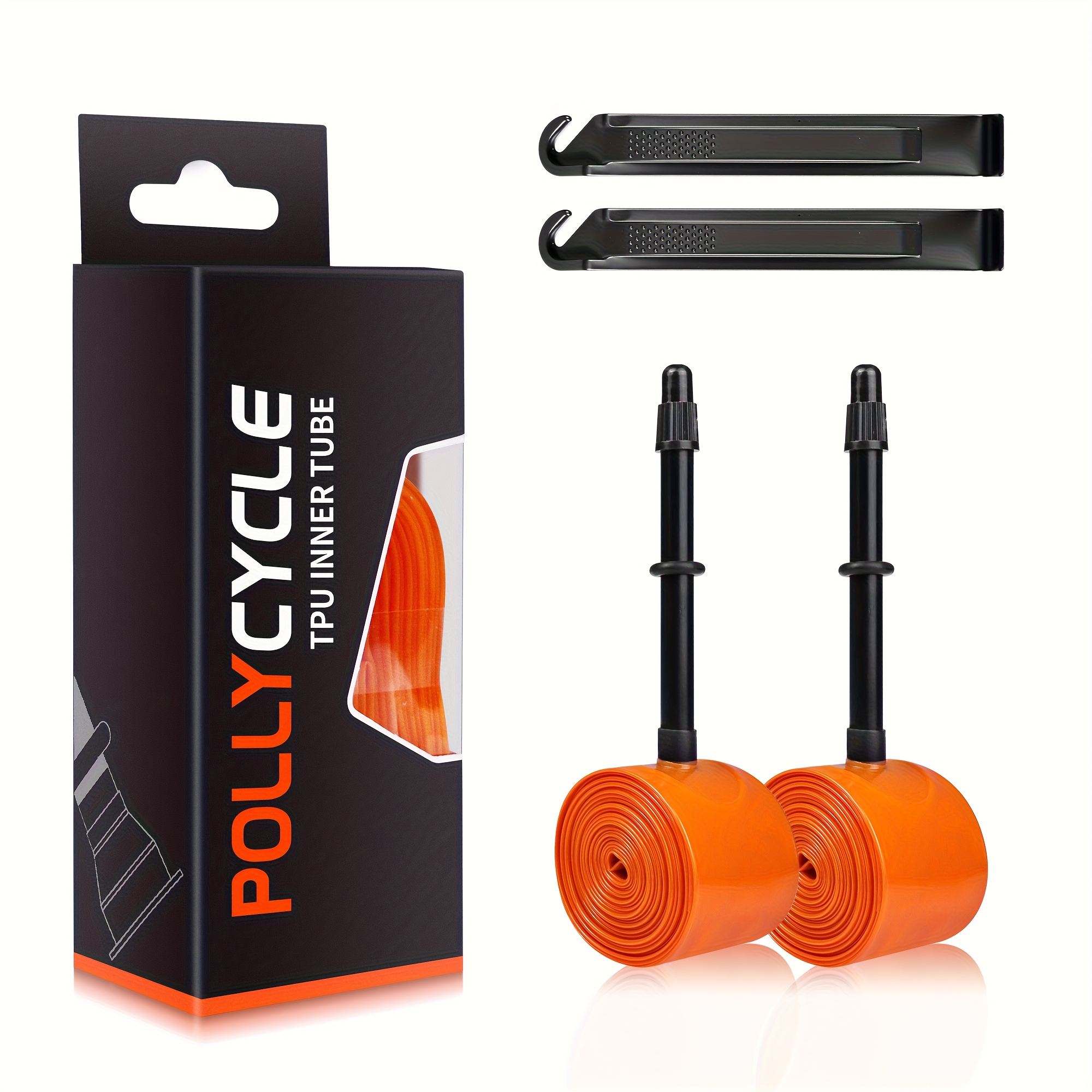 Set Of 2 Pollycycle Tpu Road Bike Inner Tubes 700×23–32c, Thick Puncture-resistant, High Pressure 120psi, French Valve 45/65/80mm, Durable, Suitable For High-performance Cycling