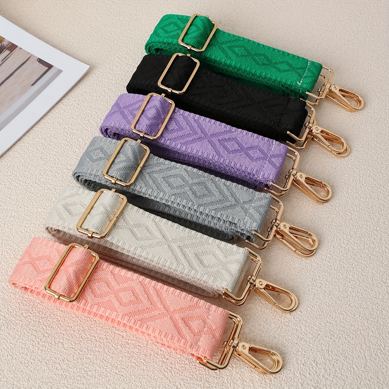 

Adjustable Solid Color Crossbody Bag Strap - Versatile Diy Travel Accessory, Tsa Approved, Polyester, Available In Cream/pink/purple/green/black