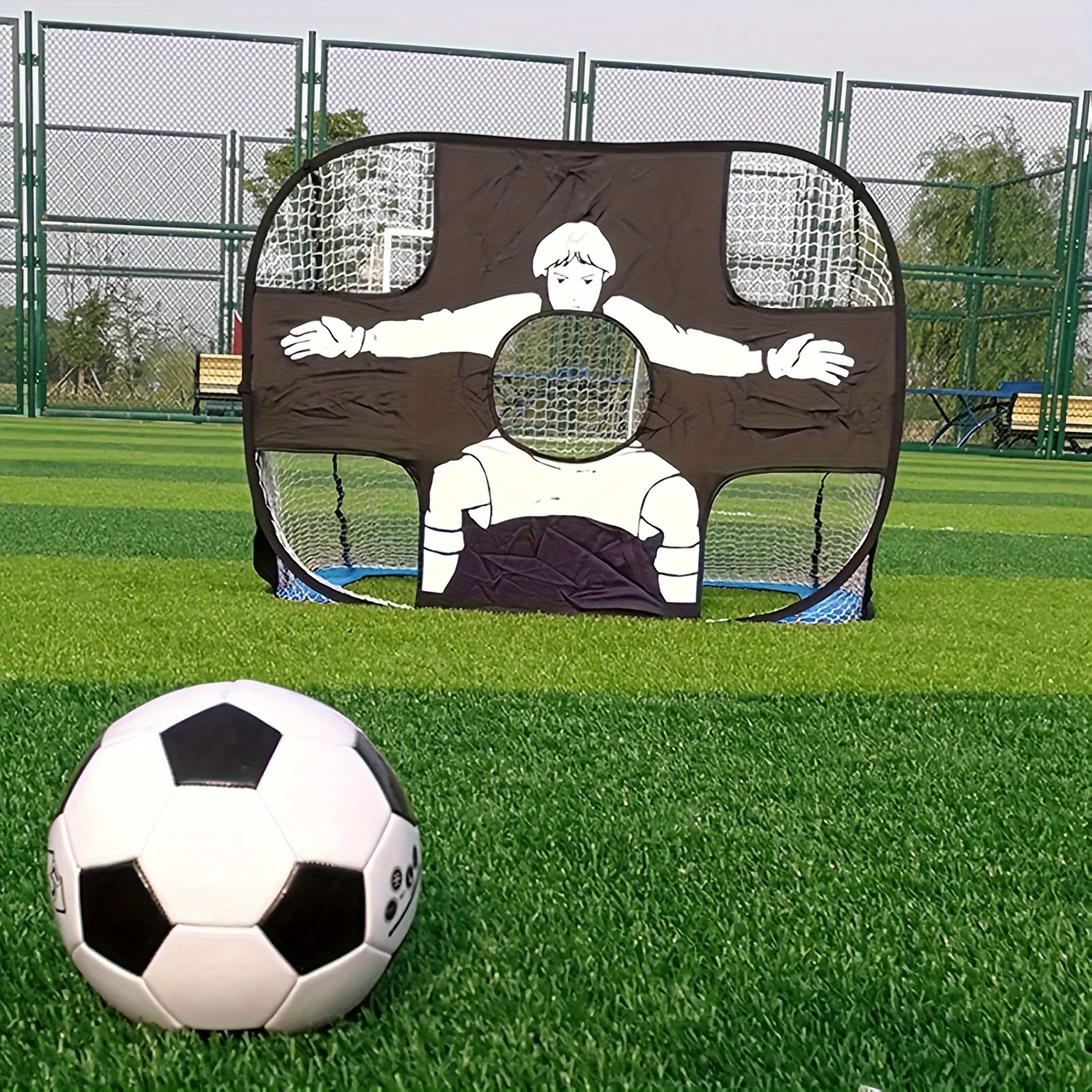 

2-in-1 Portable Soccer Goal Net Set With Carry Bag, Pa Nylon Pop-up Football Goals For Indoor Outdoor Match & Training Practice