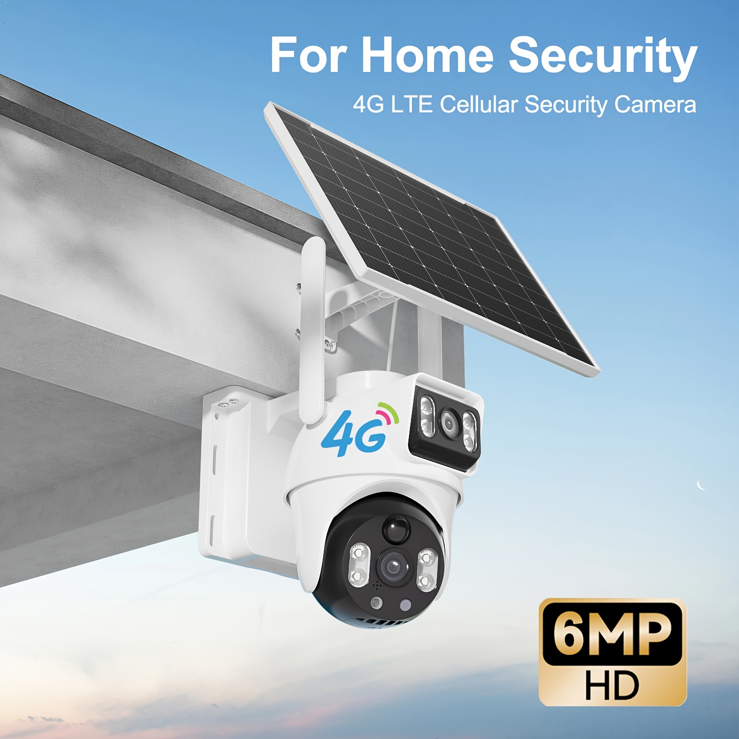 6mp Outdoor 4g Solar Dual-lens Camera, Built-in Sim Card, Motion Detection, , Audio, Night Vision, Alarm Push