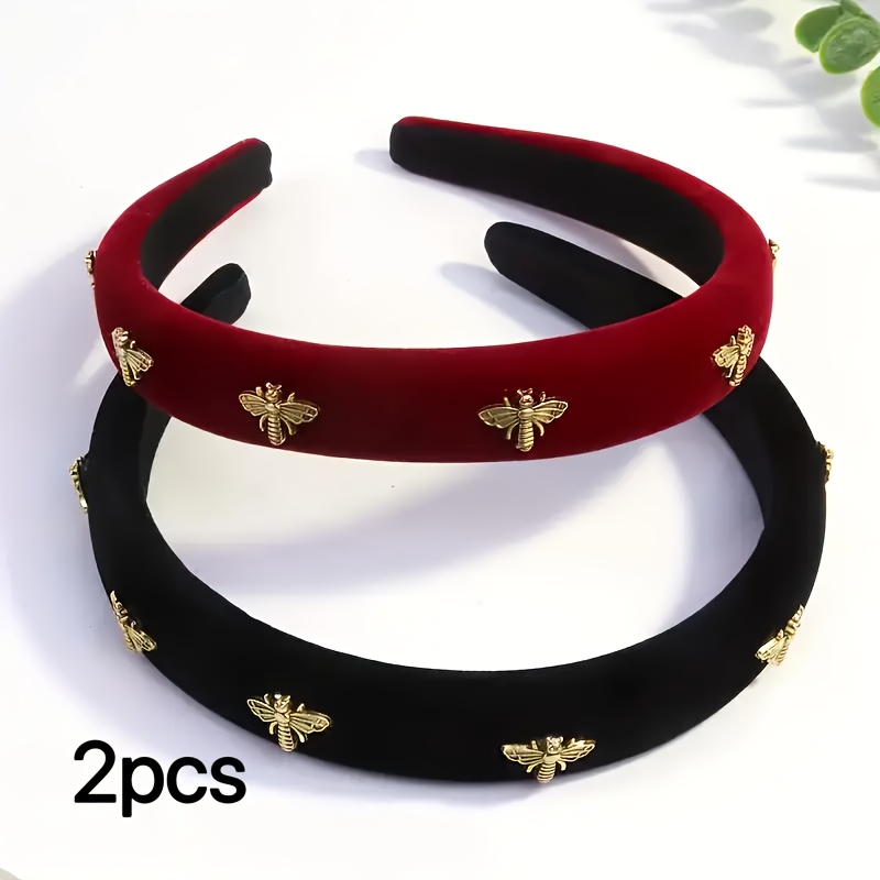 E-shop 2er-Set Herbst- und Winter Retro Bienenkopf-Stirnband mit breiter Krempe, Temperamentvolles High-Skull-Top-Haarband, modische und