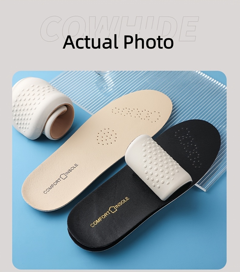 1 par de plantillas de verano de látex y piel de vaca para zapatos, unisex para uso diario, trabajo de oficina, estar de pie, caminar, deportes, correr, cómodas, informales, transpirables, absorbentes del sudor, amortiguadoras, con suela suave