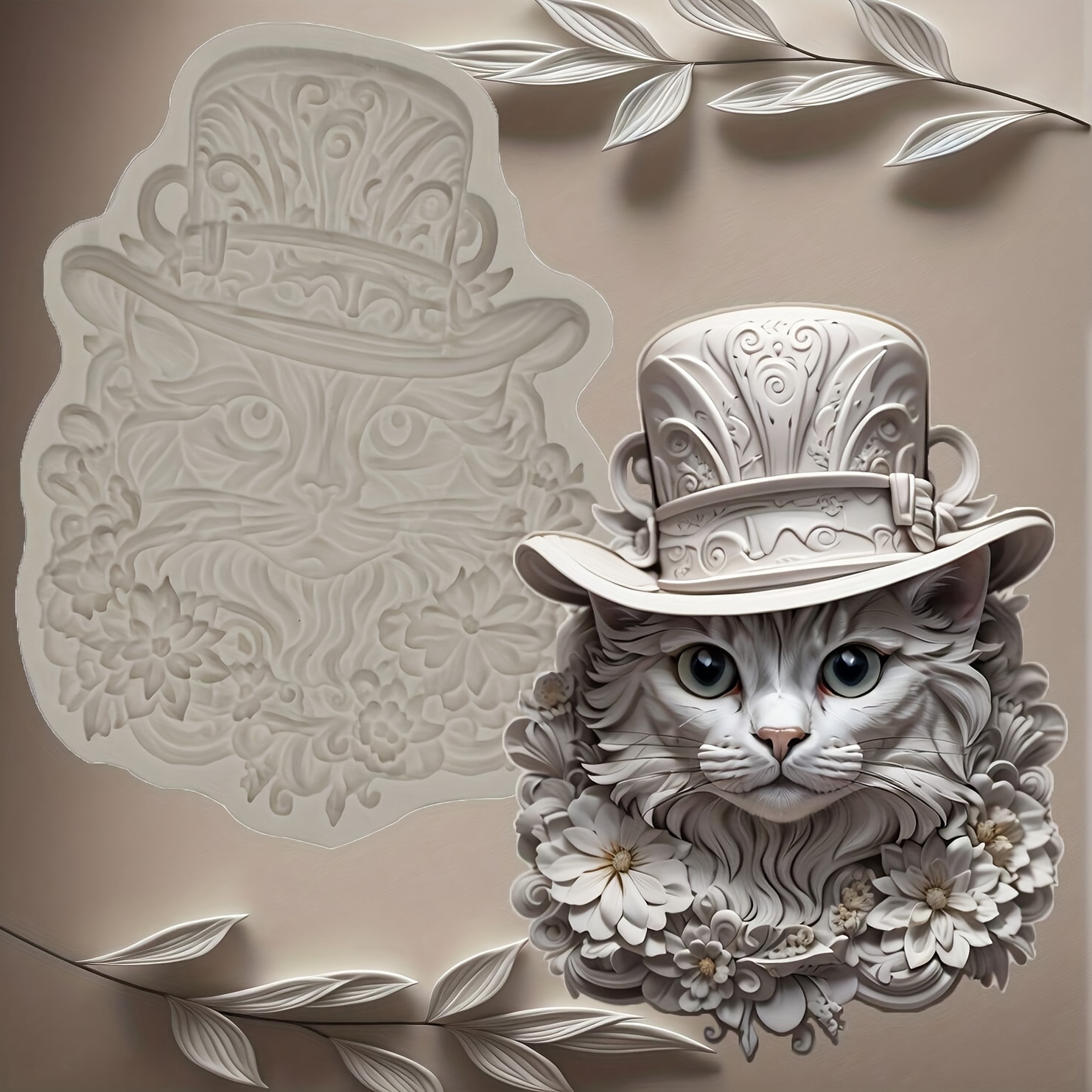 

3d Cat Silicone Art Mold, Craft Tool For Diy, Decorations, Wax Molding, Silicone Material,