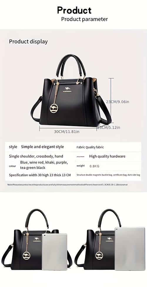 RAMBOROO Women' Large Capacity Elegant Handbag with Adjustable Crossbody/Top Handle Strap - Professional Bag Suitable for Commuting, Travel, Business & Everyday Use - //