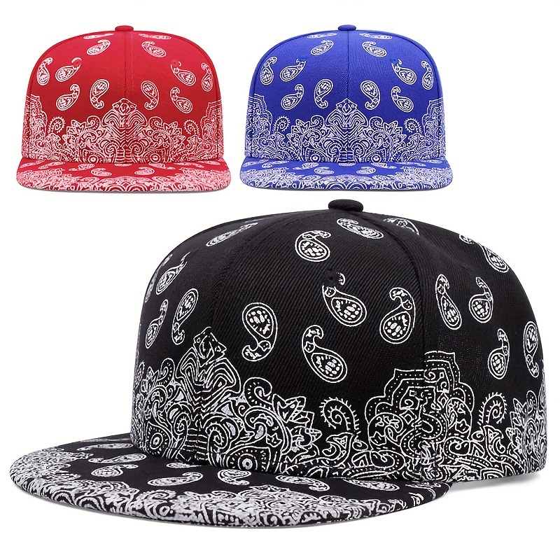 

Paisley Print Knit Fabric Baseball Cap For Men And Women - Acrylic 100% - Hand Washable - Fashionable Outdoor Sun Protection Hat With Snapback - Mixed Color