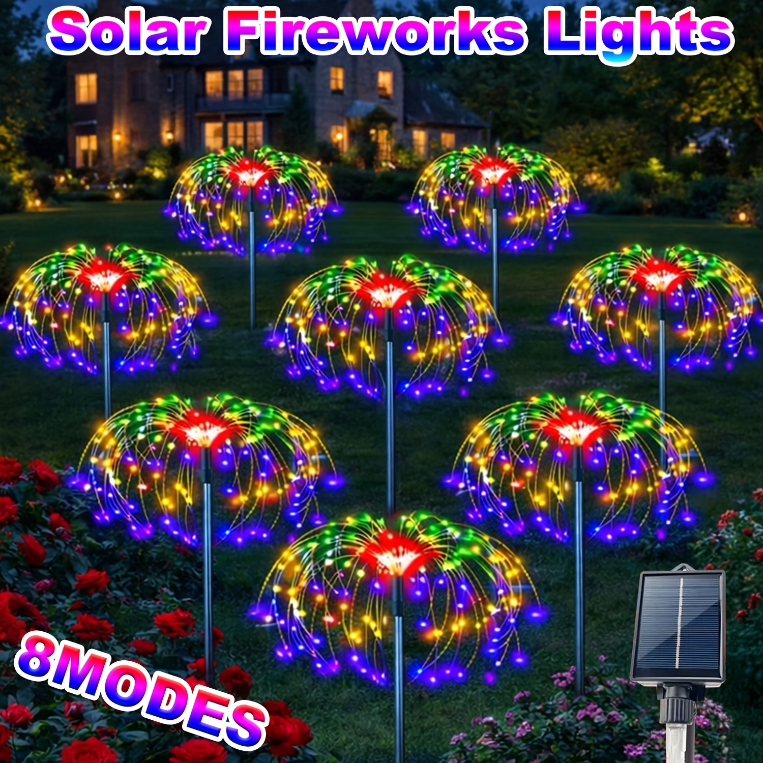 8pack 6pack 4pack 1pack solar firework lights solar firework lights 480 360 240 90 led solar garden lights 8 mode courtyard lights ip65 outdoor lights ideal for garden courtyard pathway walkway lawn   decor