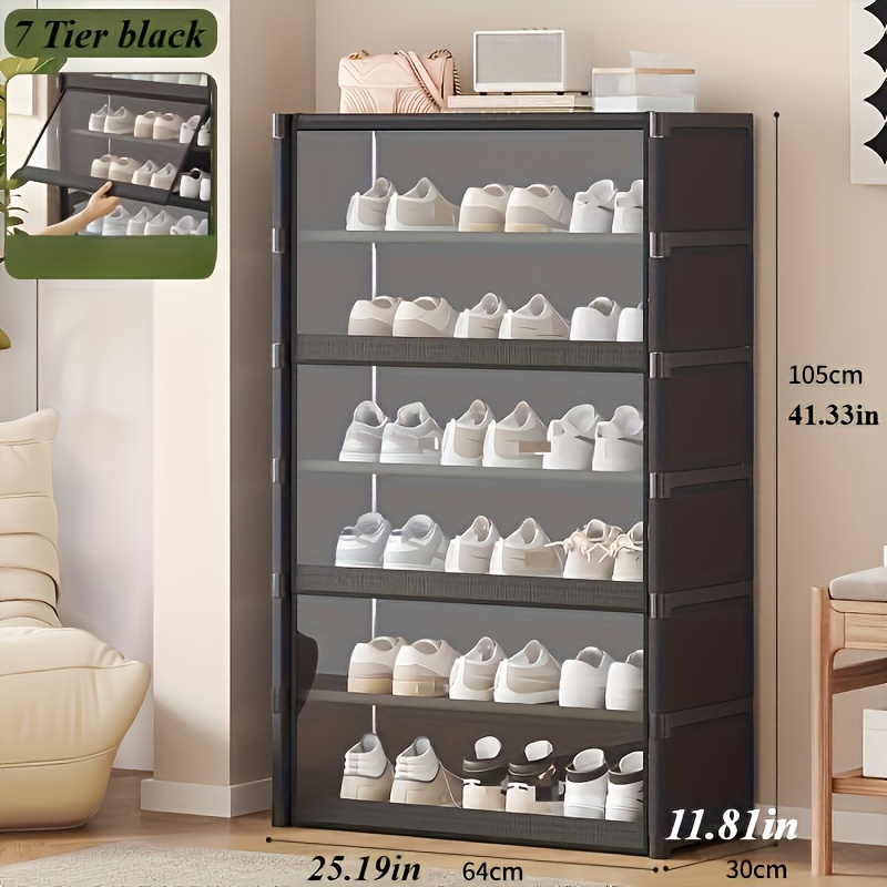 Image of Hallway Shoe Rack, Simple Multi-tier Shoe Cabinet, Large-capacity Transparent Dust-proof Shoe Storage Rack For The Living Room