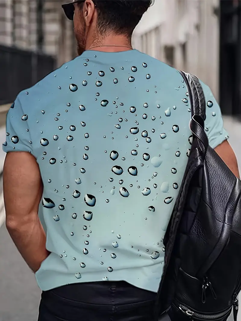 Plus Size Men's 3d Raindrop Print T shirt Summer Creative - Temu