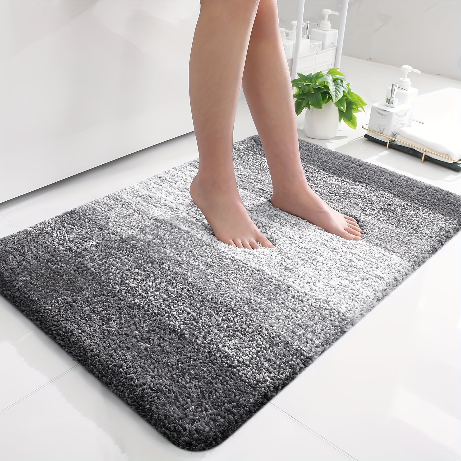 TEMU 1pc Non-slip Plush Bathroom Rug, Super Soft Plush Absorbent Bathroom Carpet, Bathroom Mat, Bedroom Rug, Bathroom Accessories, Room Decoration,