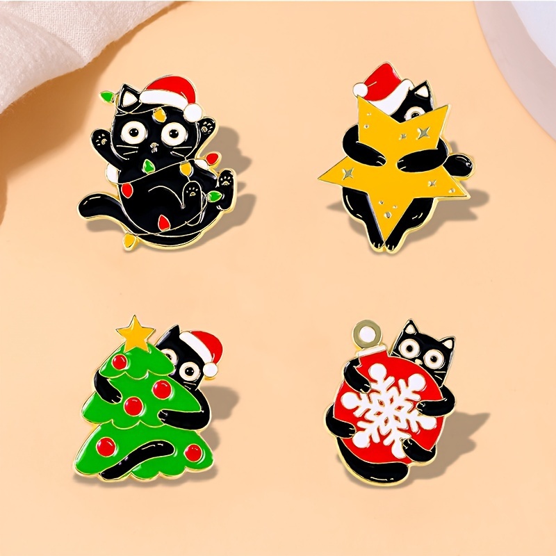 

4pcs Set & Christmas Tree Enamel Brooch - Accessories For Women, For