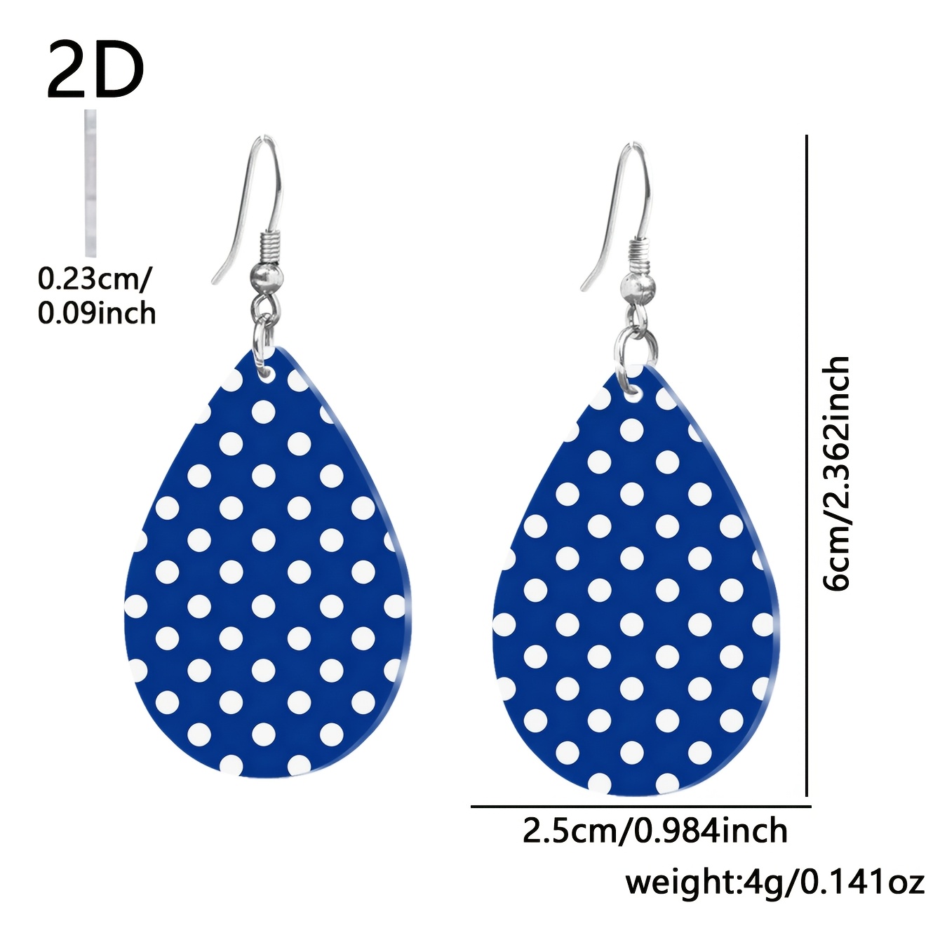 Women's Easy Elegant Blue Polka Dot Acrylic Water Drop Earrings