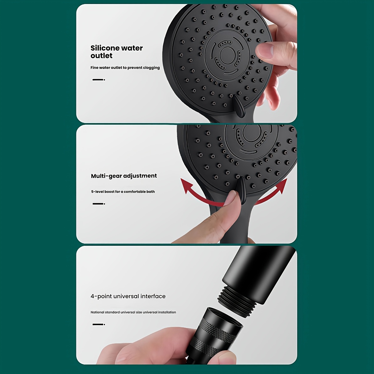 Household Pressurized Shower Head with Five-Setting Adjustable Spray