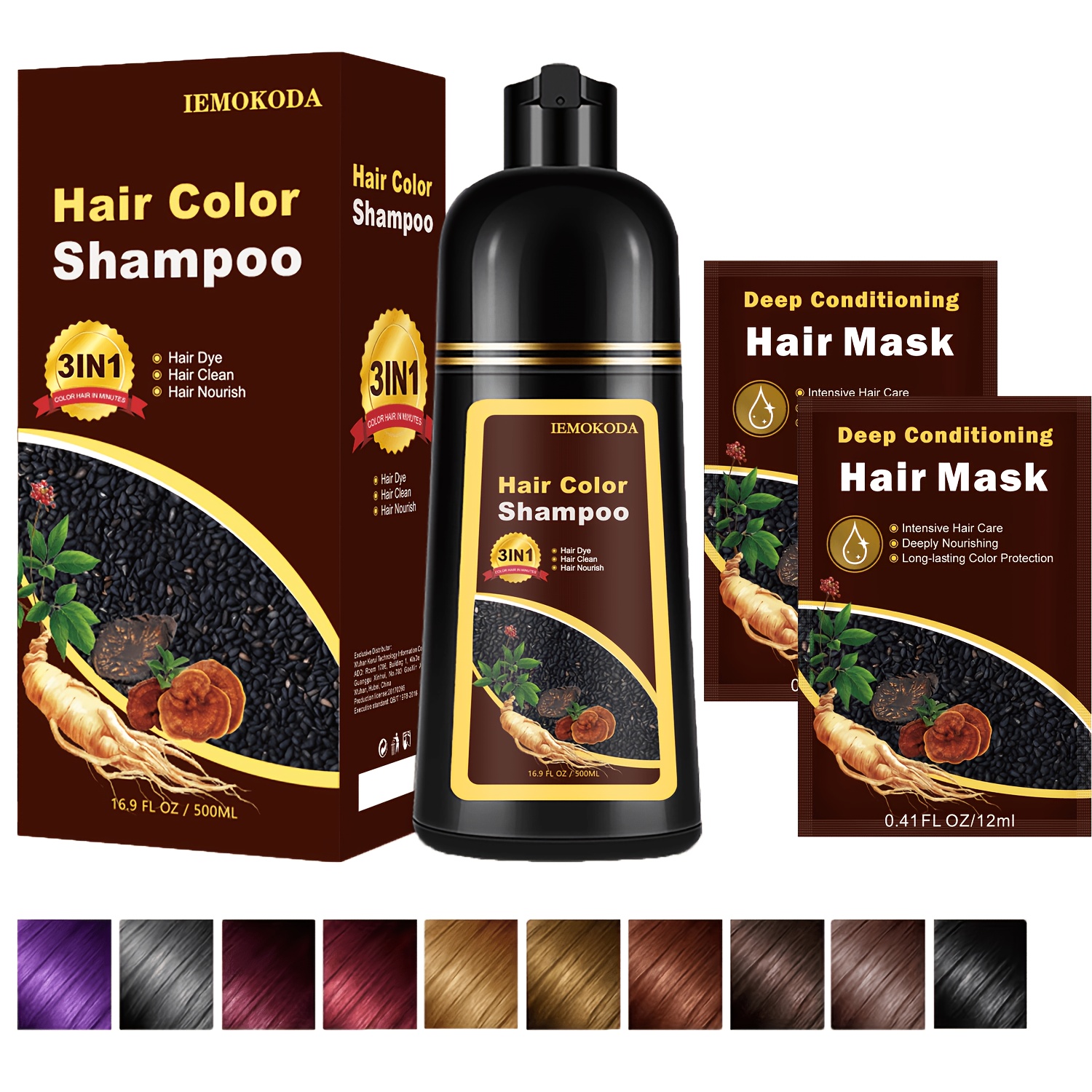 3 in1 hair dye shampoo hair coloring shampoo men women 3in 1 - Temu