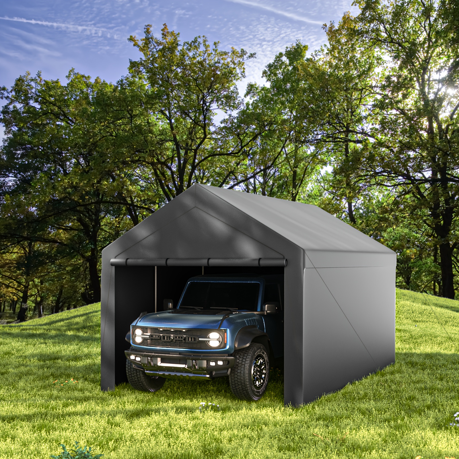 

10x20ft Heavy Duty Carport With Removable , All Weather Carport Garage Party Tent Large Outdoor Storage Shed For Auto, Truck, Boat, Party (grey)