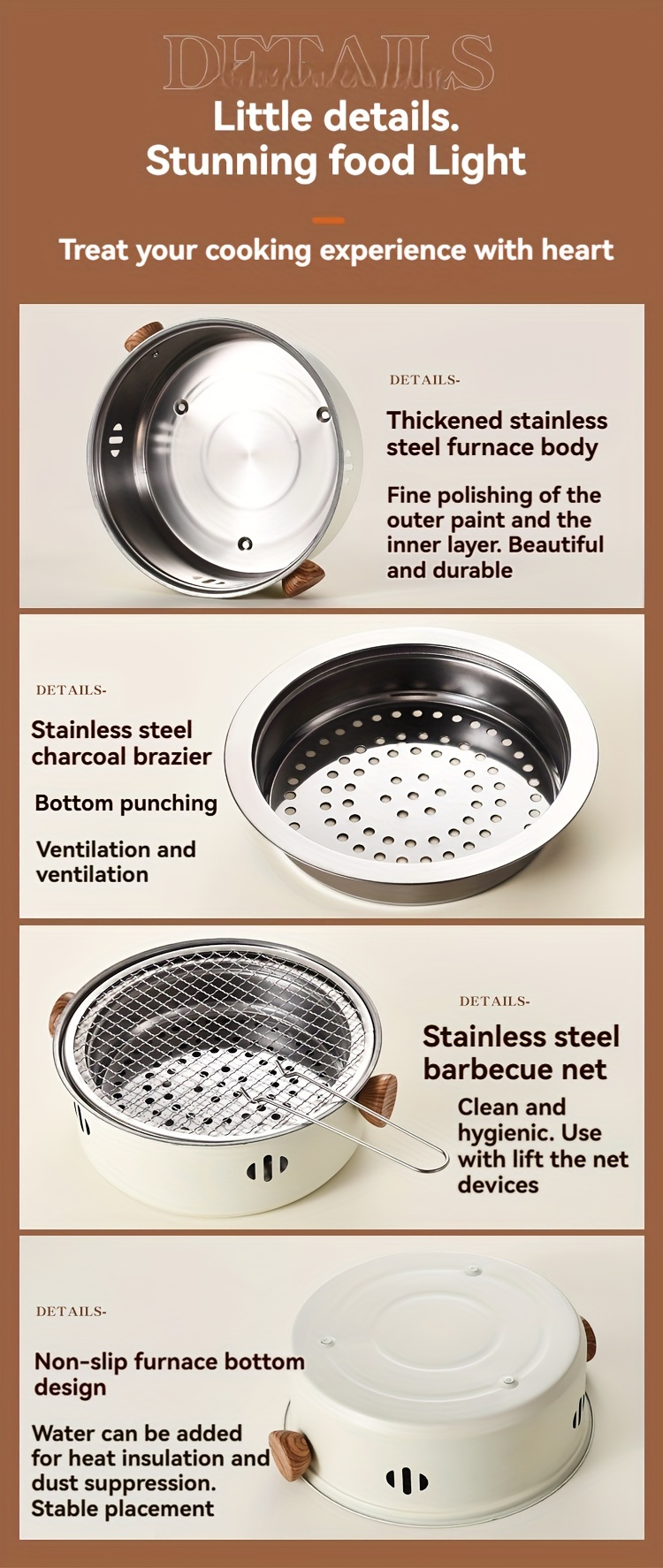 versatile stainless steel bbq grill set non stick bpa free for family   outdoor cooking details 7