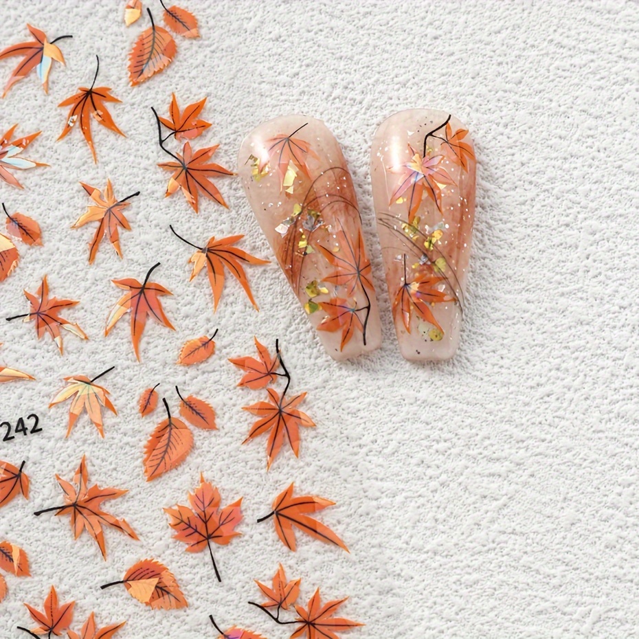 NICENEEDED Goldene Nail Art Sticker – 10 Blatt, Blatt-Blumen-Reben-Design, Selbstklebend, Für DIY-Nägel