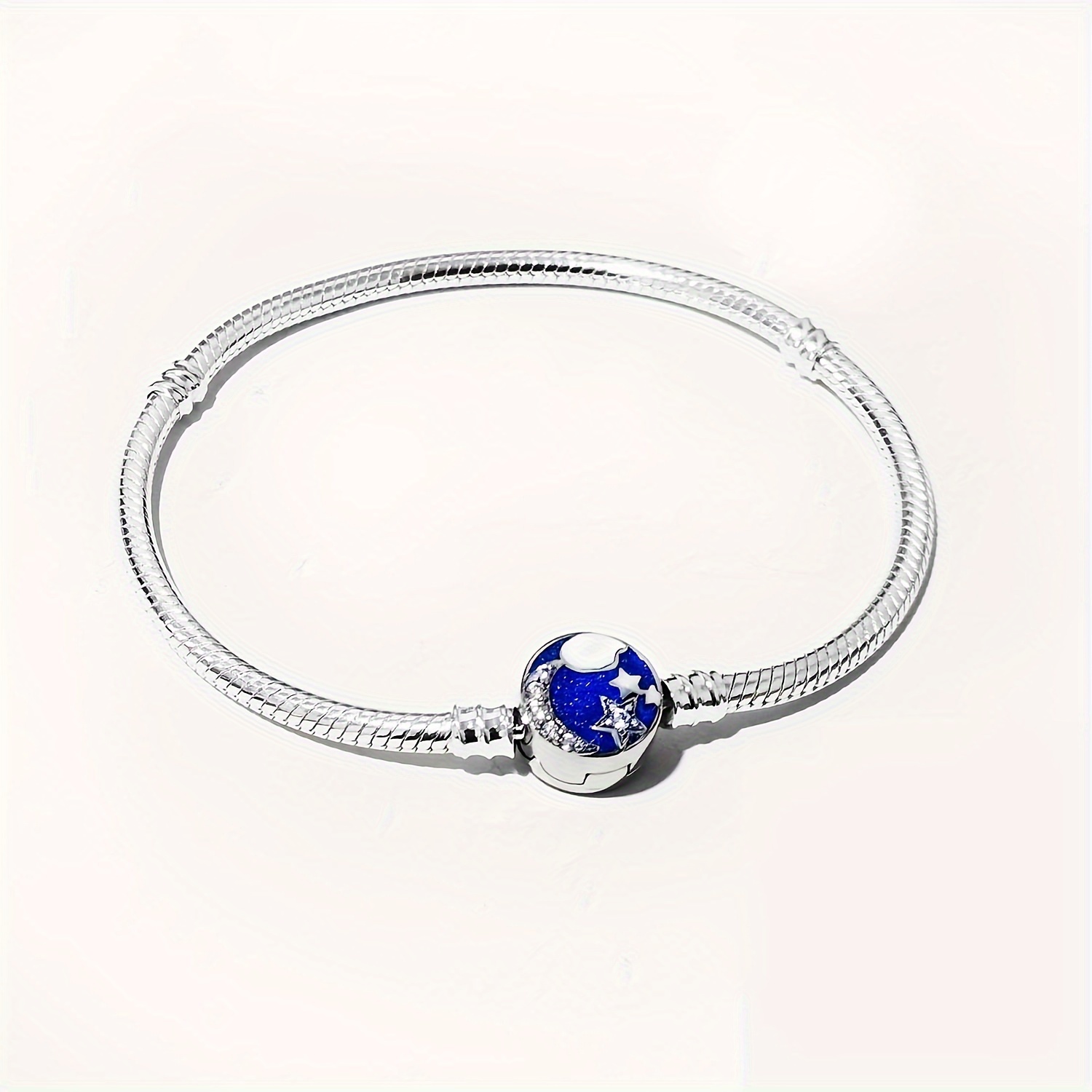 

Bracelet Ciel Étoilé avec Blanche, Émail Bleu, 1pc, Chaîne en Os de de 3mm, Bijoux de Mode pour Femmes, Accessoires DIY