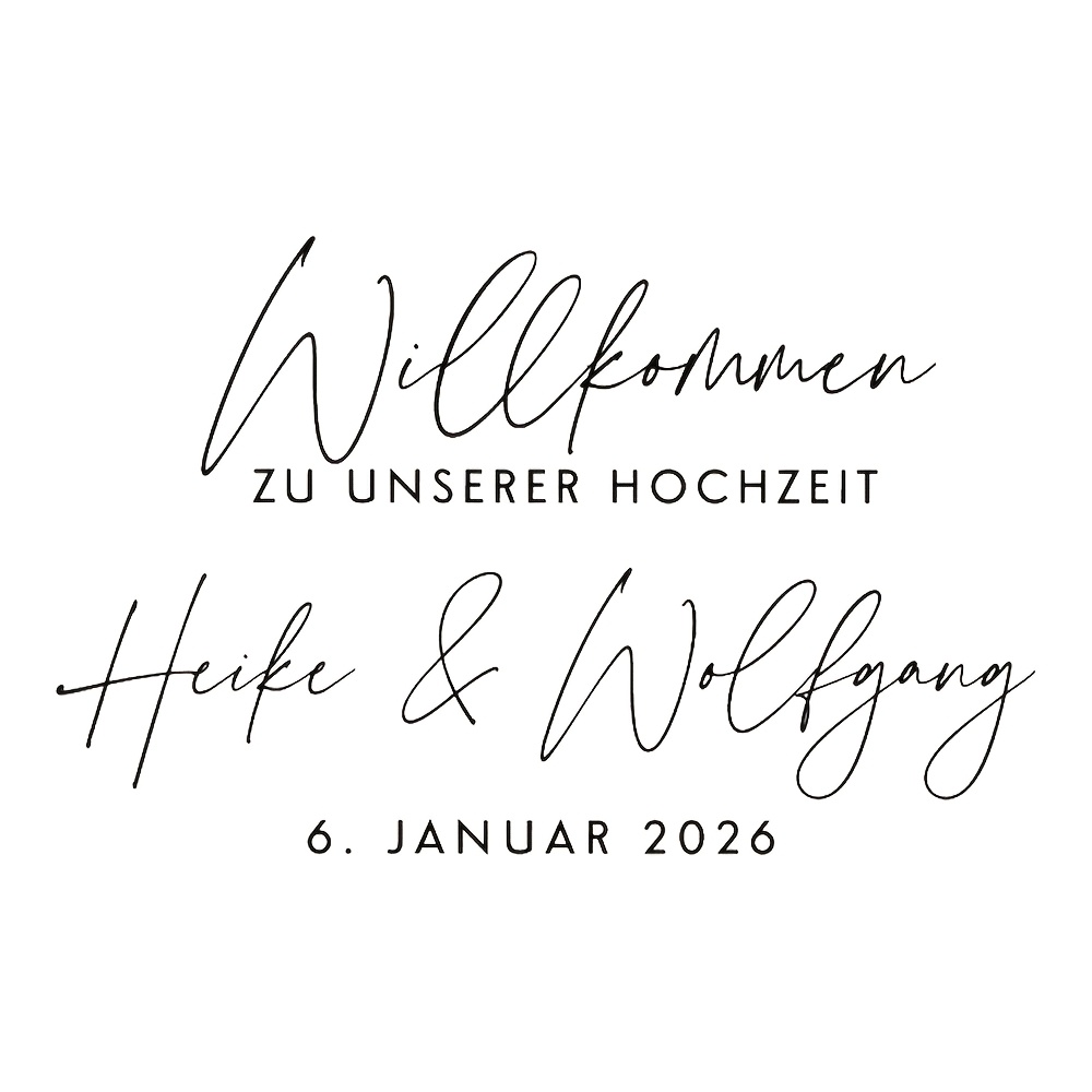 Image of 50x31.7cm German "welcome To " Custom Name Date Ceremony Wall Sticker S2373