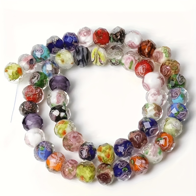 Boucles D'oreilles Perles Millefiori En Verre Transparent - Dormeuses Plaqué Or - Sans Marque