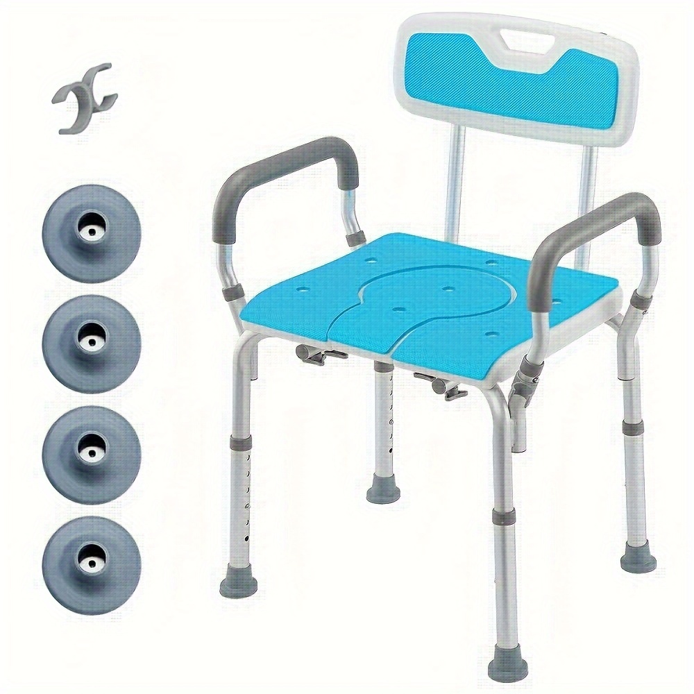 

Heao 3 In 1 Shower Chair Heavy Duty 400lbs, With Arms And Backrest, Padded Shower Seat With Cut Out Opening For Easy Access To Cleanse Intimate Areas (4 Big Suction Cups & 4 Rubber Tips)