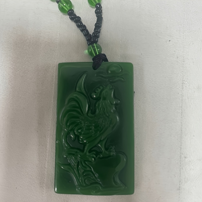Zodiac Chicken Pendant Necklace, Spinach Green Design