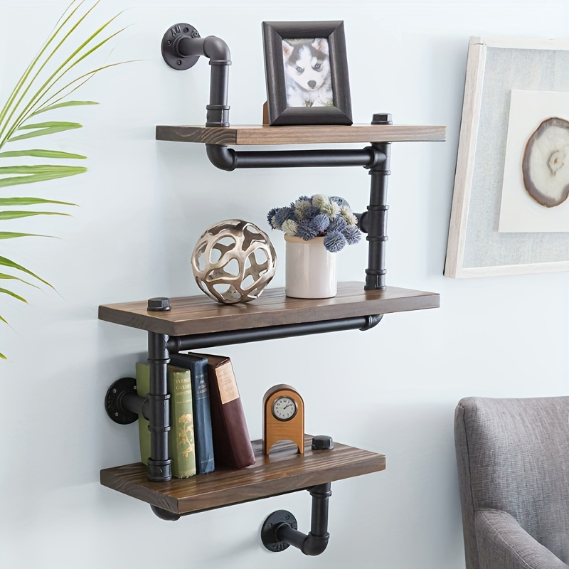 Staffa per mensola a tubo in ferro industriale, stile vintage, stile retrò, nero, per libreria fai da te, scaffali, mensole da appendere a soffitto