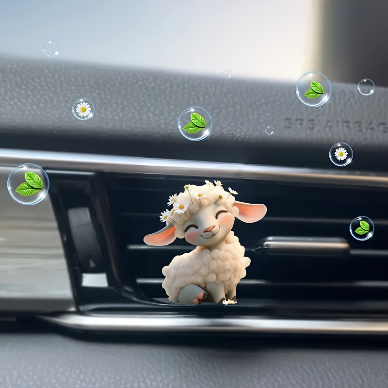 

1pc Cute Cartoon Sheep Car Vent Clip Air Freshener, Acrylic Car Outlet Decorative Clip, Multiple Scent Options With Balm, Compressed Scent Tablet, Incense Stick, Attractive Auto Interior Accessory