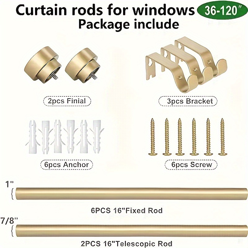 Curtain Rod Diameter Heavy Duty Curtain Rods Adjustable - Temu