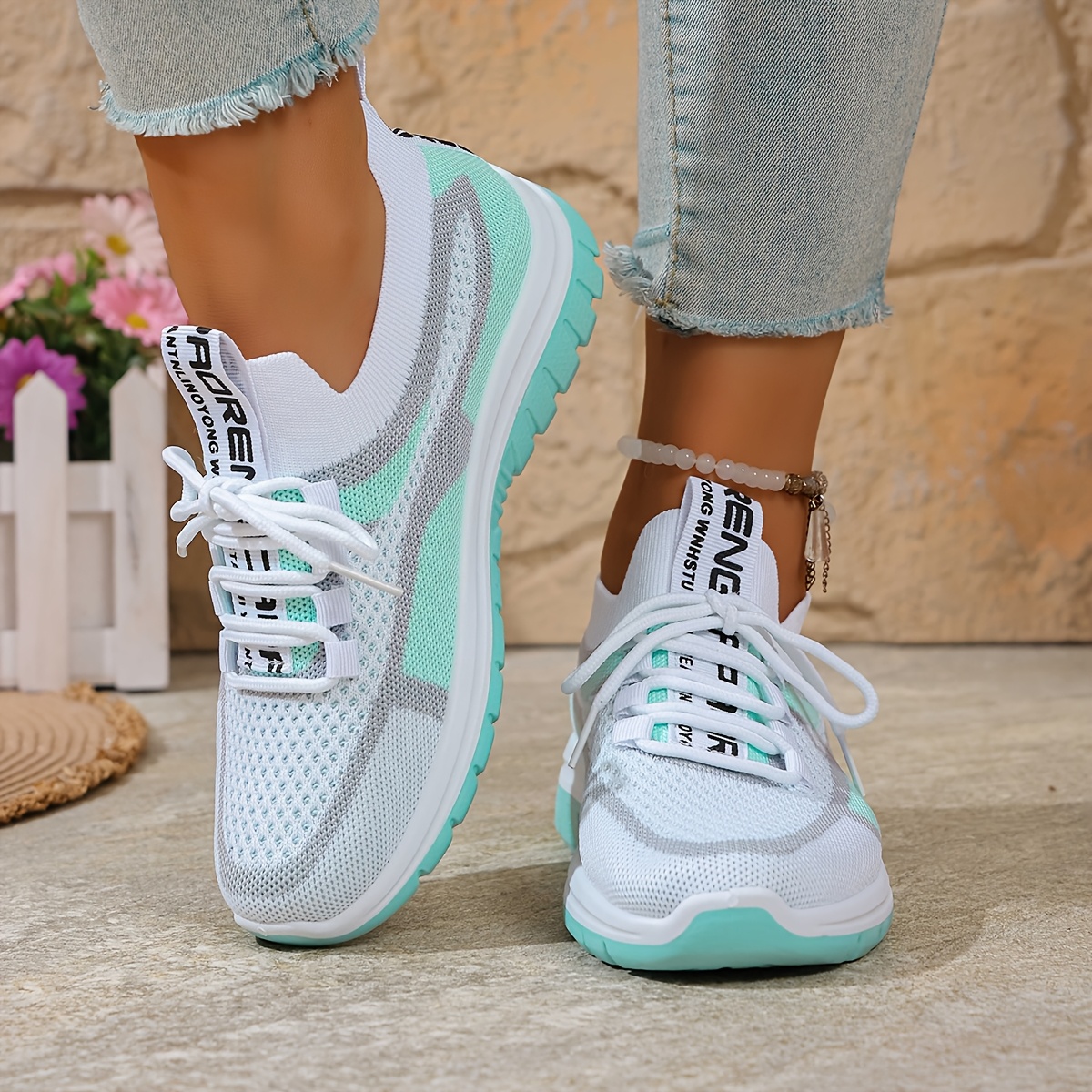 Lightweight Lace-Up Casual Sneakers - Women's Breathable Mesh Shoes with Comfortable Soft Soles, Suitable for Travel, Gardening, and Daily Wear | Gradient Color Block Design + Wear-Resistant PU Outsole + Low-Top Gradient Casual Sneakers, Women Shoes