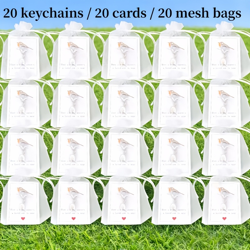 TEMU 60pcs Free Bird Keychain Set, Includes 20 Keychains, 20 Cards, 20 Mesh Bags - Bag, Zipper/shoe Charms, Robin Keychain Pendant, "when A Robin ,