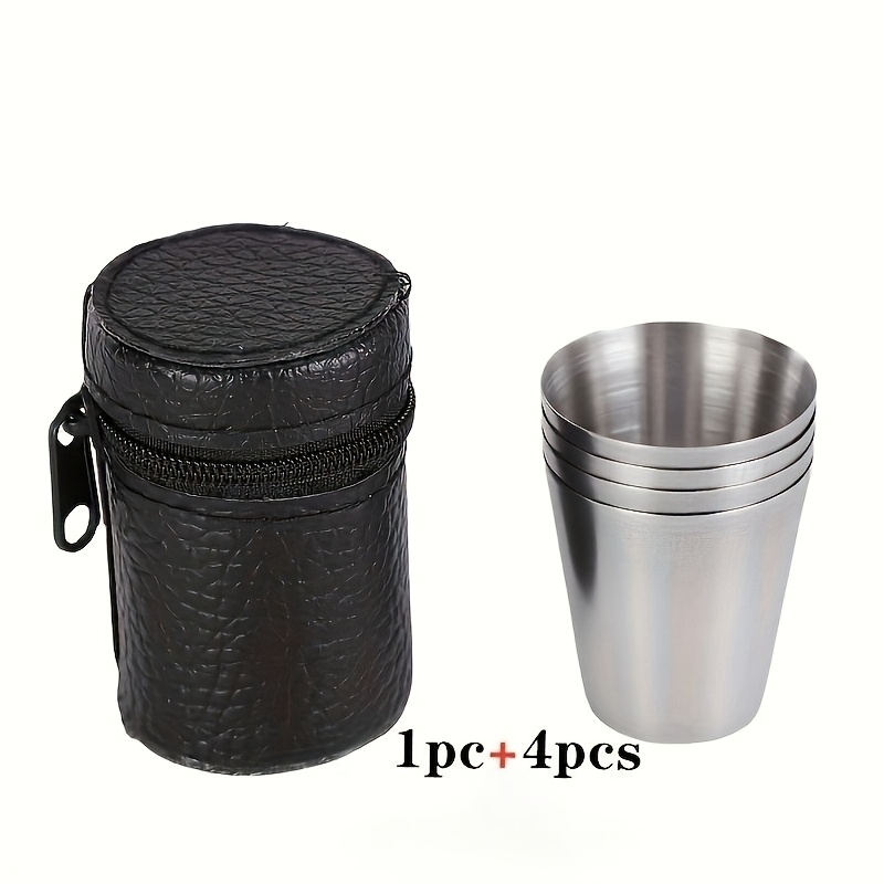 Image of 5pcs Outdoor Practical Travel Stainless Steel Cup Mini Set, Whiskey Cup, Outdoor Picnic Party Portable 1.01oz Beverage Cup, Party Decor, Party Supplies For Halloween、christmas