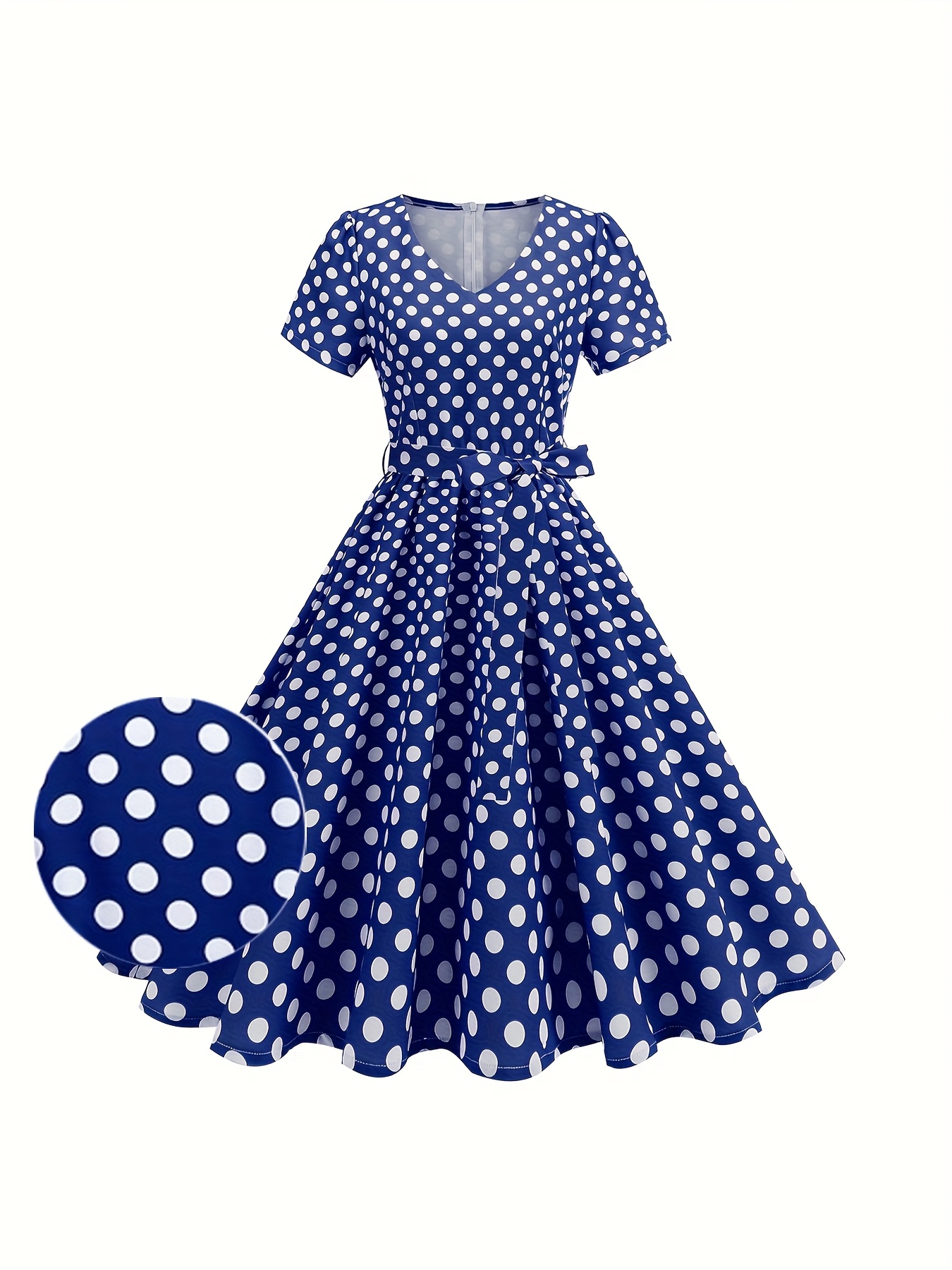 elegant 50s neck polka dot dress women short sleeve Temu Norway