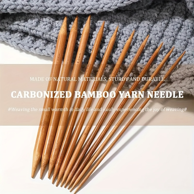[Bambus Stricknadeln Set] 75 Stck Bambus Stricknadeln Set, Doppelendige  Kurze Gerade Nadeln | 15 Gren von 2.0Mm-10.0Mm (19.99 cm Lnge) fr  Pullover Socken Stricken