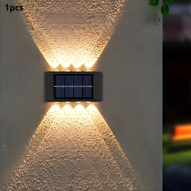 TEMU 1pc Lampe Solaire 8-LED Printemps Été Nouvelle Lampe de Garage, Éclairage Double Face, 0 Électricité, Capteur de Lumière Auto-Allumage, Convient