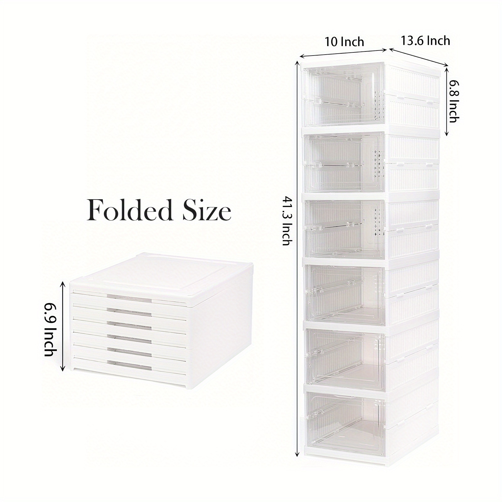 TEMU Stackable Shoe Boxes, 6/9-tier Thickened Plastic Shoe Storage Bins â Foldable Collapsible Shoe Rack With Design, No , Vertical Space-saving