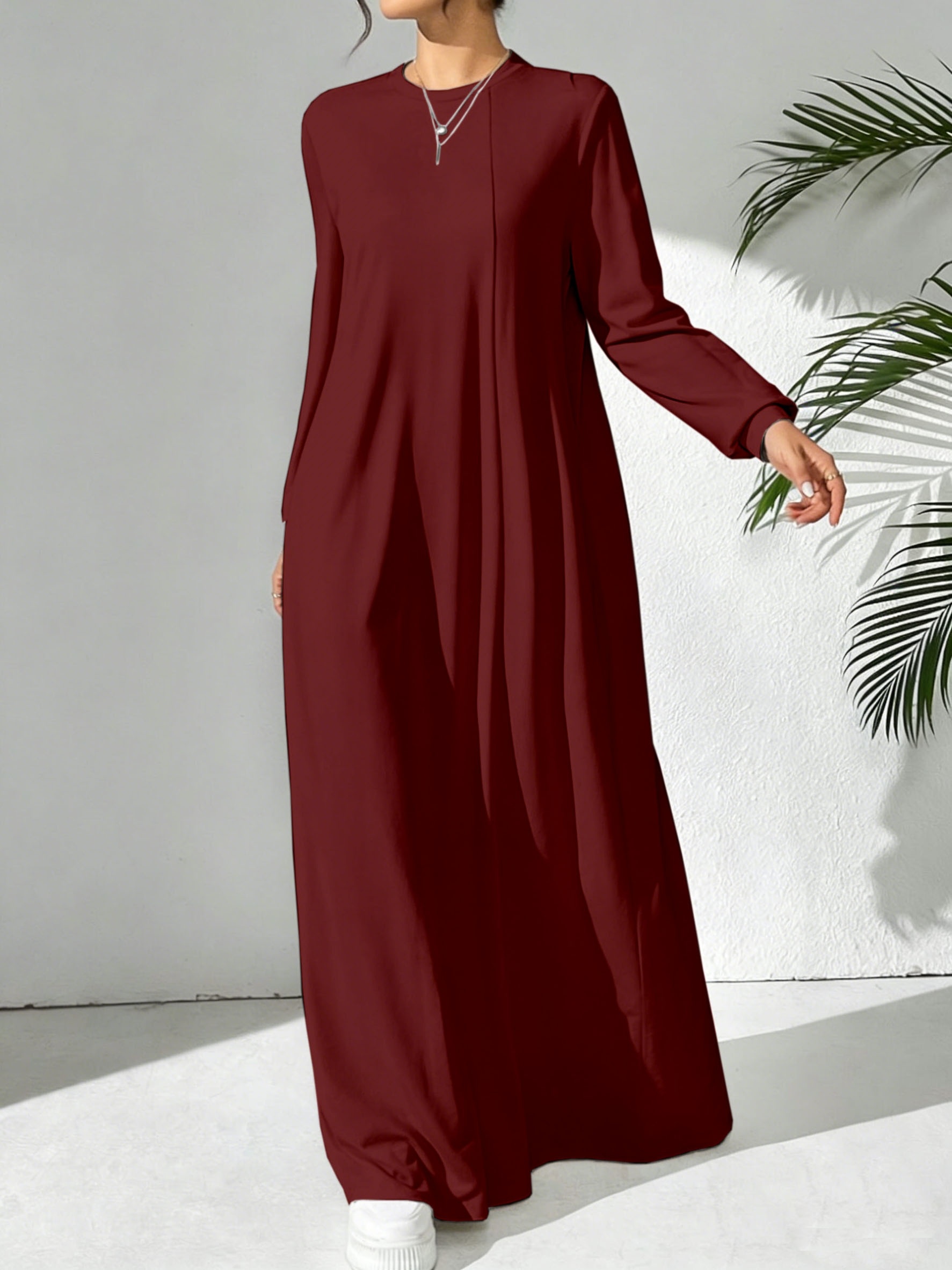 womens casual solid color arabian style dress spring autumn - Temu Mauritius