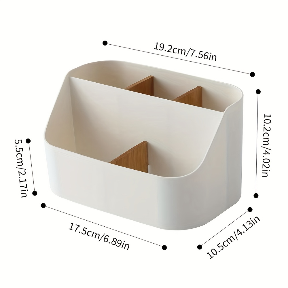 Image of Desk Organizer, With 5 Compartments, Office Supplies Storage And Accessories, Makeup Brush Holder, Pen/pencil Holder, Remote Control Stand, With Removable Wooden Partitions