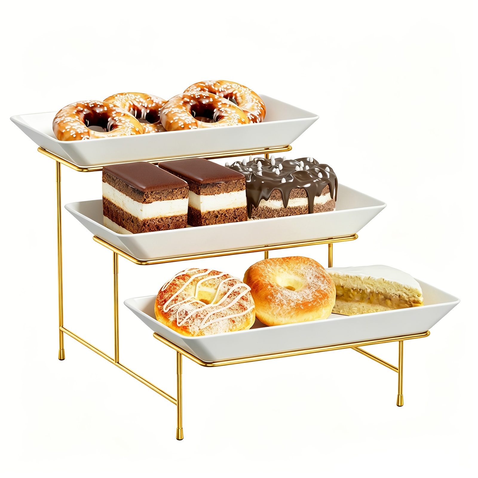 TEMU Food Service Display Trays, 3-tier Large-capacity Design Holds More Desserts And Snacks , Stable Carbon , Vertical Stepped Layout And Makes To,